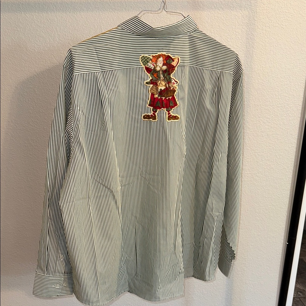 Vintage Quaker Factory Striped button down fairy core Shirt with quilted look 2x - Picture 10 of 11